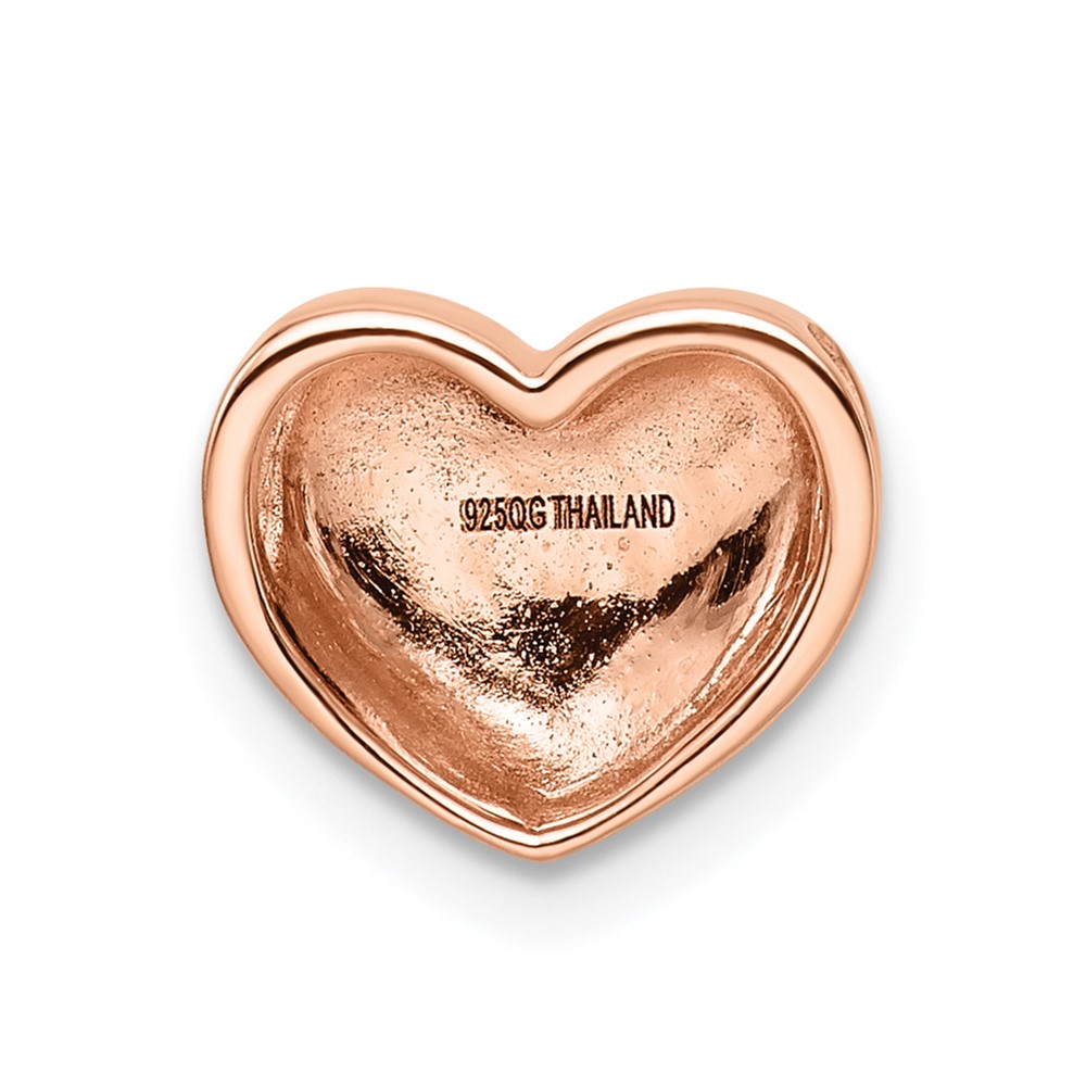 Sterling Silver Rose Gold-plated Scratch Finish Heart Chain Slide (QP5390)