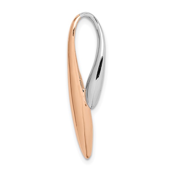 Sterling Silver Rhodium-plated & Rose Gold-plated Polished Chain Slide