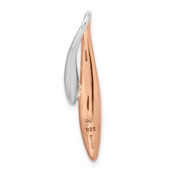 Sterling Silver Rhodium-plated & Rose Gold-plated Polished Chain Slide