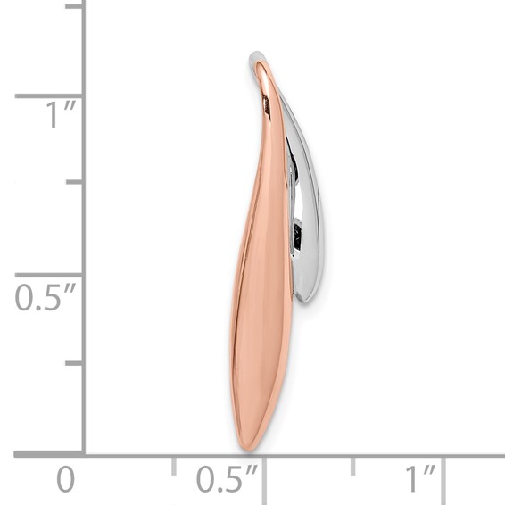 Sterling Silver Rhodium-plated & Rose Gold-plated Polished Chain Slide