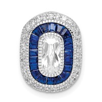 Sterling Silver Rhodium-plated CZ & Synthetic Blue Spinel Chain Slide view 1