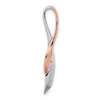 Sterling Silver Rhodium-plated and Rose Gold-plated Polished and Brushed Leaf Chain Slide view 2