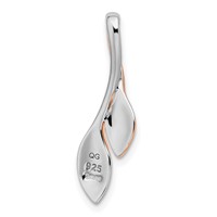 Sterling Silver Rhodium-plated and Rose Gold-plated Polished and Brushed Leaf Chain Slide view 3