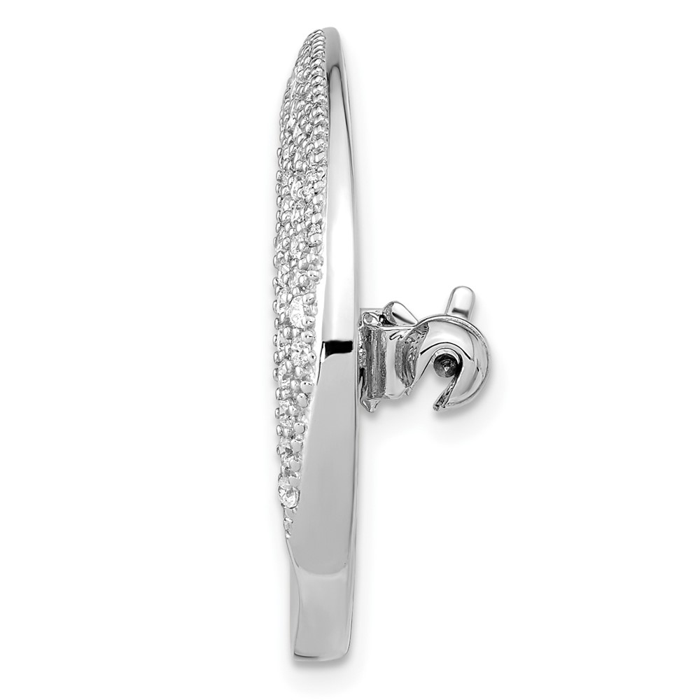 Sterling Silver Rhodium-plated Polished CZ Circle Pin Brooch (QP5426)
