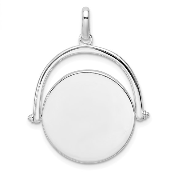 Sterling Silver Polished Rotating Disc Pendant