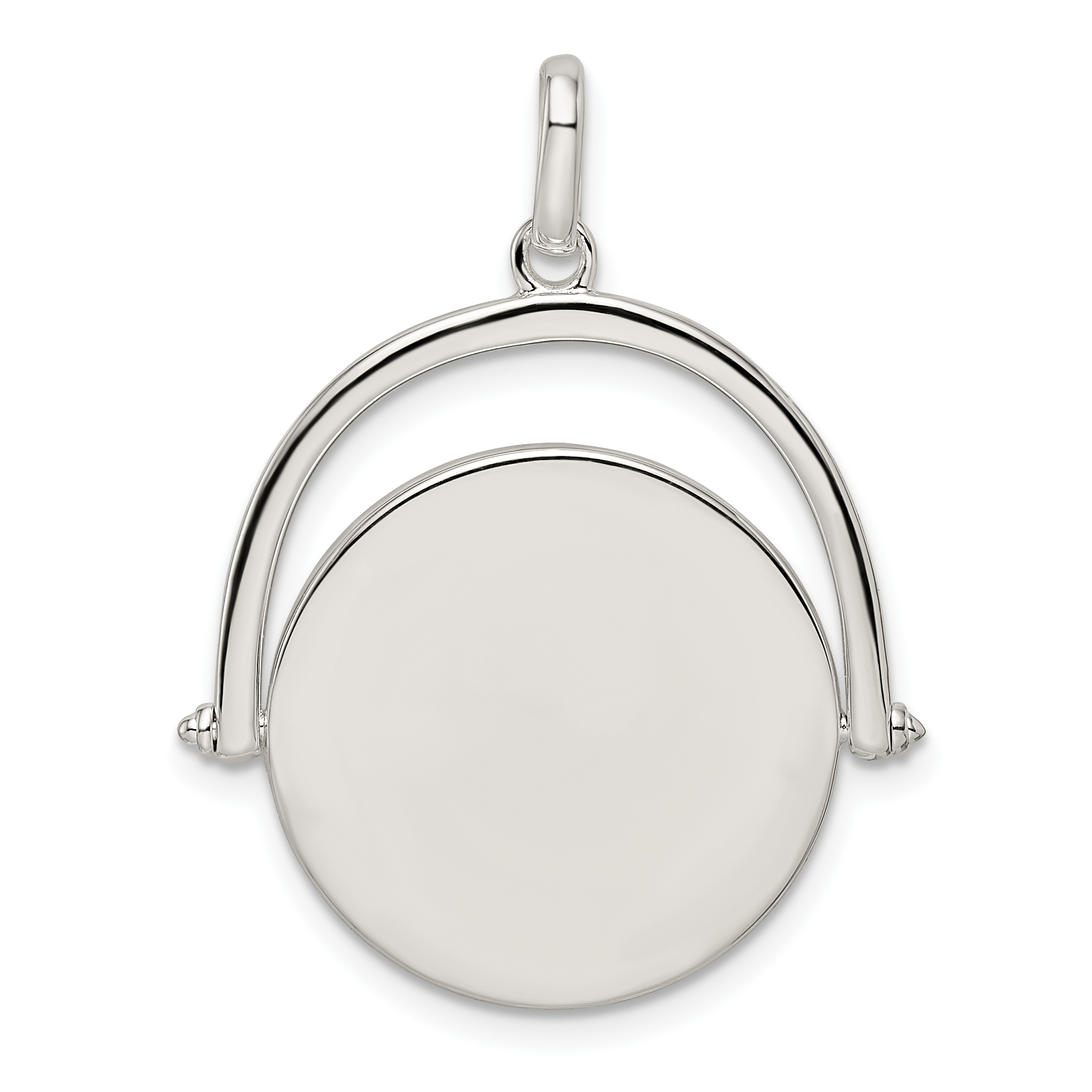 Sterling Silver Polished Rotating Disc Pendant (QP5435)