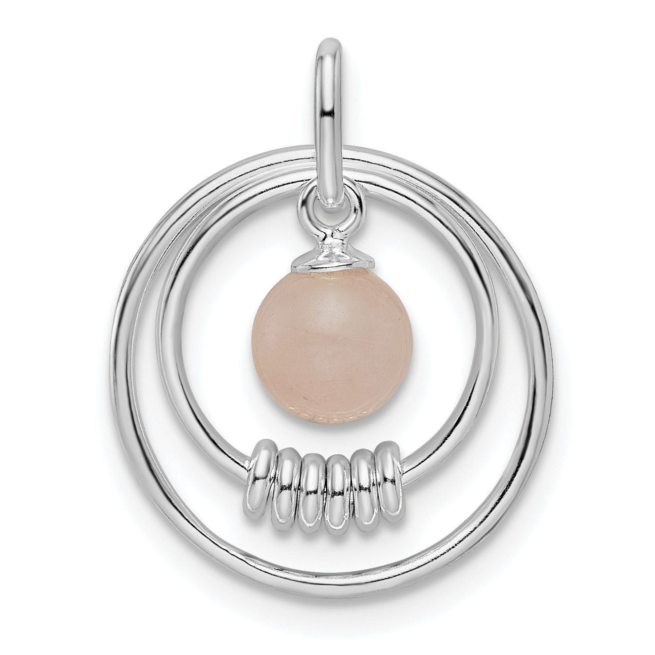 Sterling Silver Polished Pink Quartzite in Circles Pendant (QP5436)