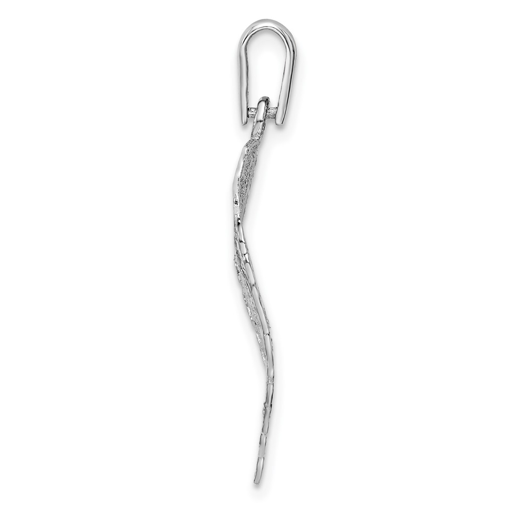 Sterling Silver Rhodium-plated Polished & D/C Small Leaf Pendant (QP5441)