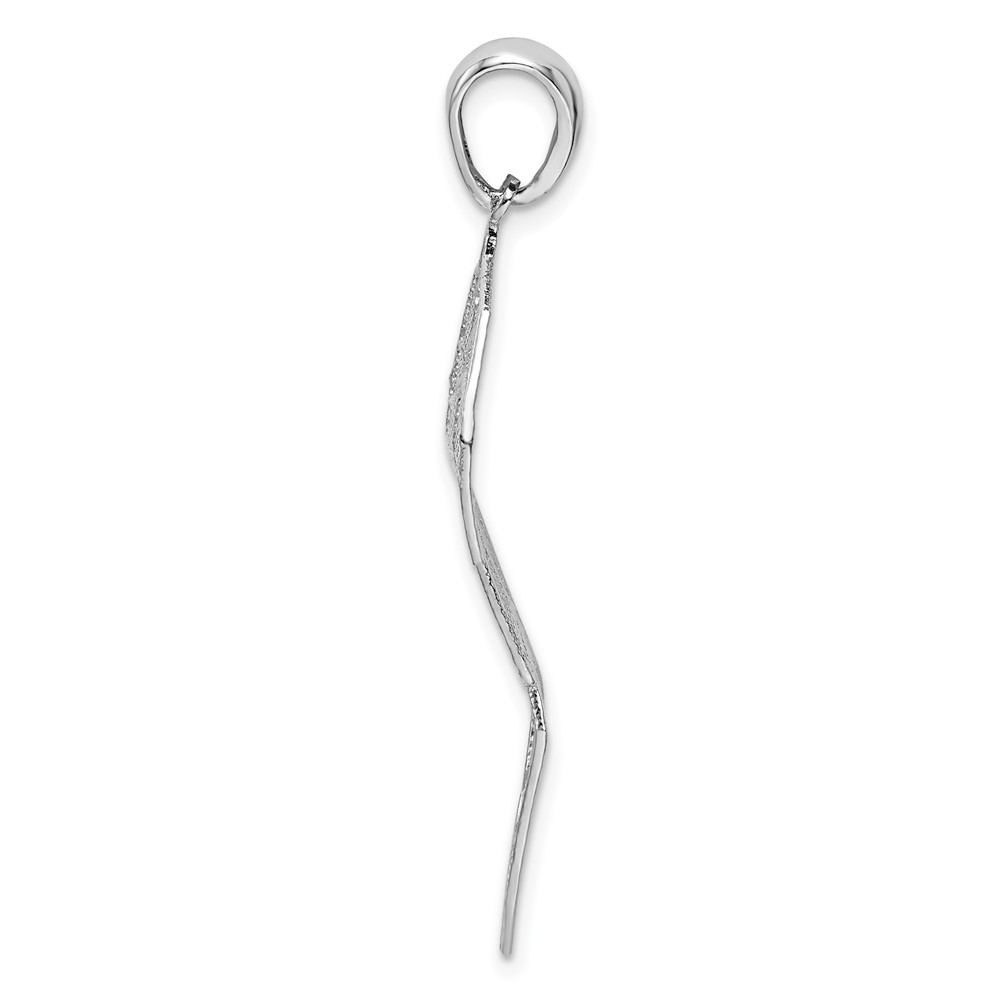 Sterling Silver Rhodium-plated Polished & D/C Leaf Pendant (QP5442)
