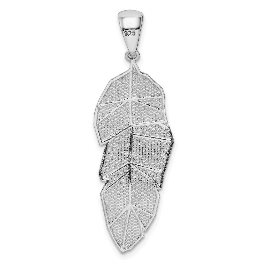 Sterling Silver Rhodium-plated Polished & D/C Leaf Pendant (QP5442)