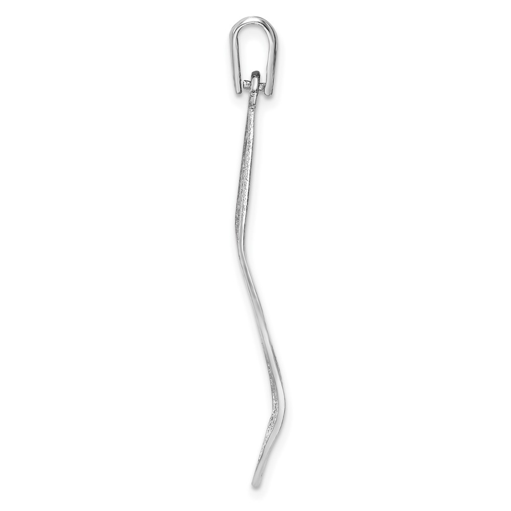 Sterling Silver Rhodium-plated Polished & D/C Leaf Pendant (QP5443)
