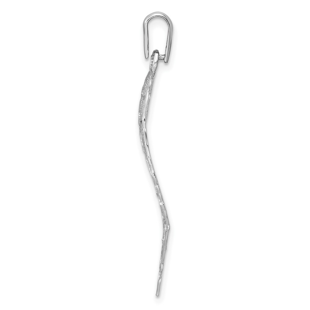 Sterling Silver Rhodium-plated Polished & D/C Lrg Leaf Pendant (QP5444)