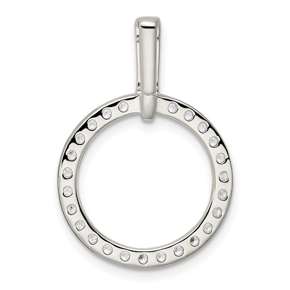 Sterling Silver Polished CZ Circle Pendant