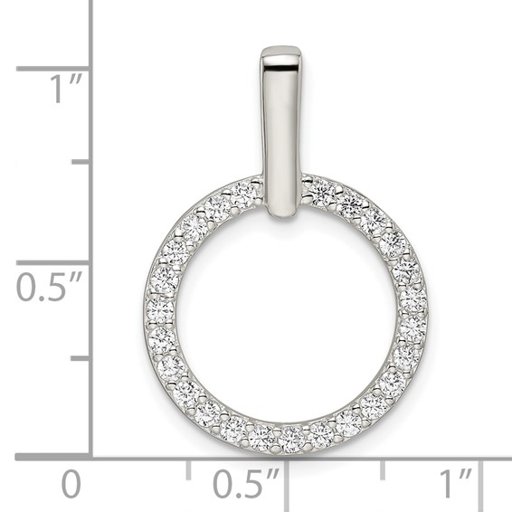 Sterling Silver Polished CZ Circle Pendant