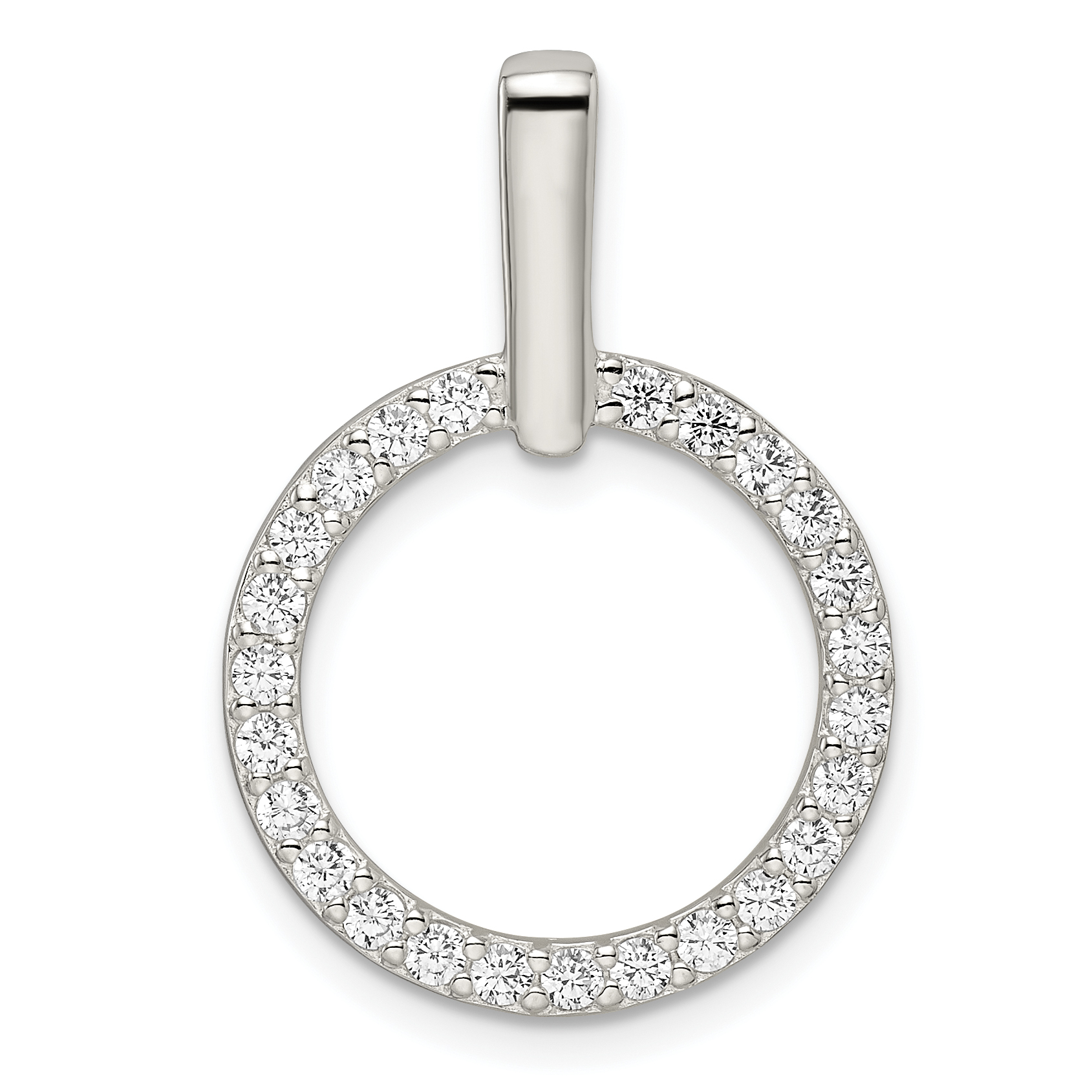 Sterling Silver Polished CZ Circle Pendant (QP5446)