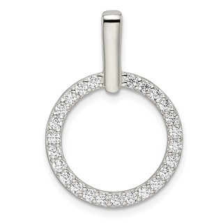 Sterling Silver Polished CZ Circle Pendant