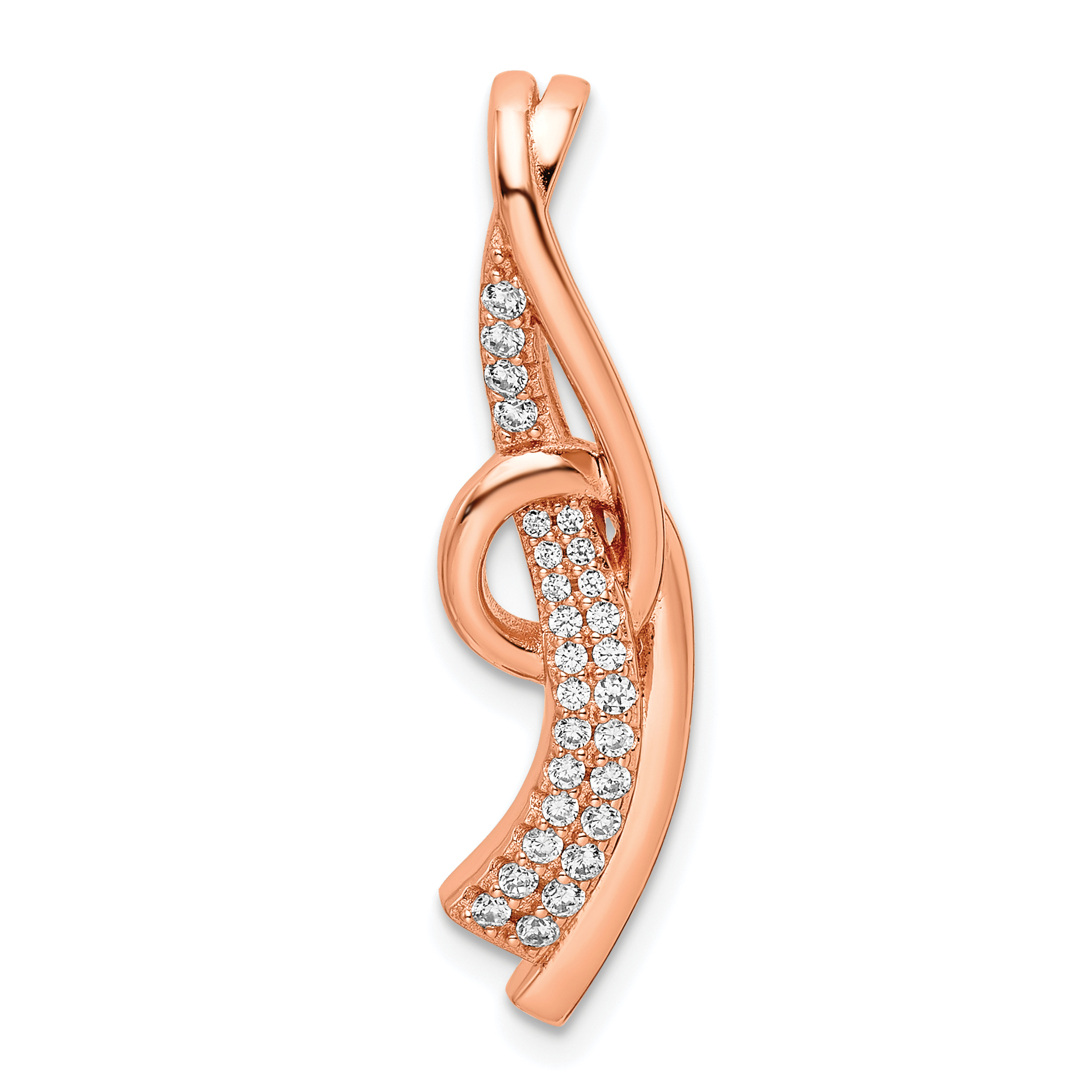 Sterling Silver CZ Rose-tone Slide (QP5455)