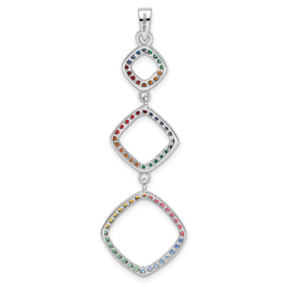 Sterling Silver Rhodium-plated Multi-color Nano Crystal Pendant