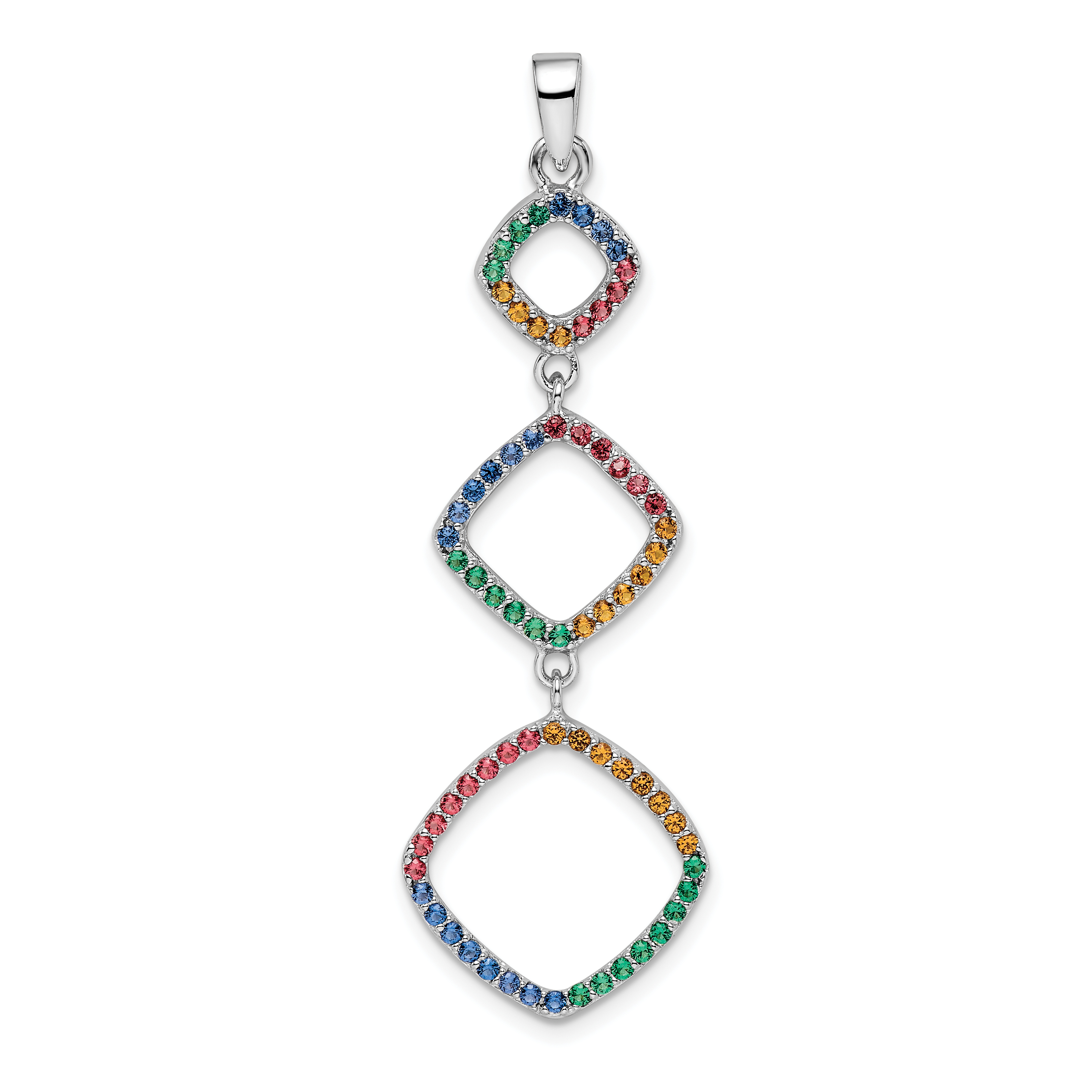 Sterling Silver Rhodium-plated Multi-color Nano Crystal Pendant (QP5457)