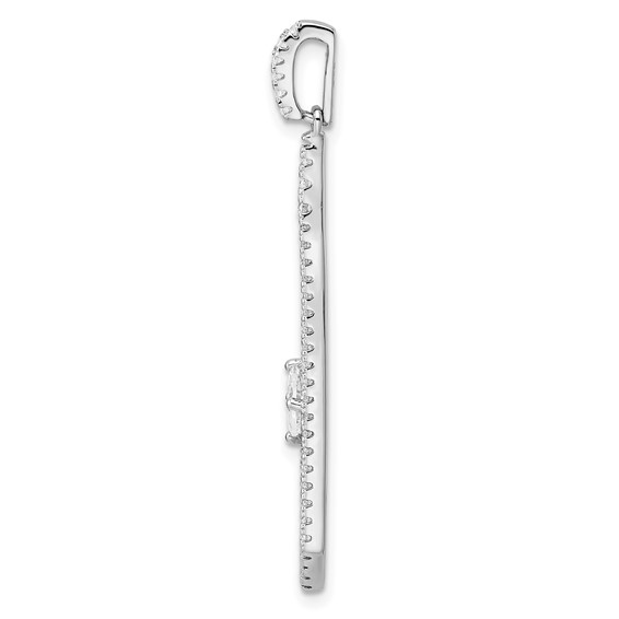 Sterling Silver Rhodium-plated Polished Fancy CZ Pendant