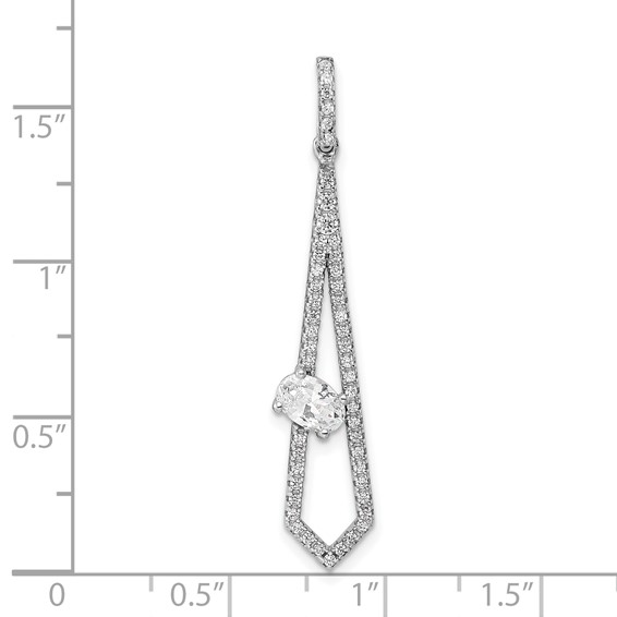 Sterling Silver Rhodium-plated Polished Fancy CZ Pendant