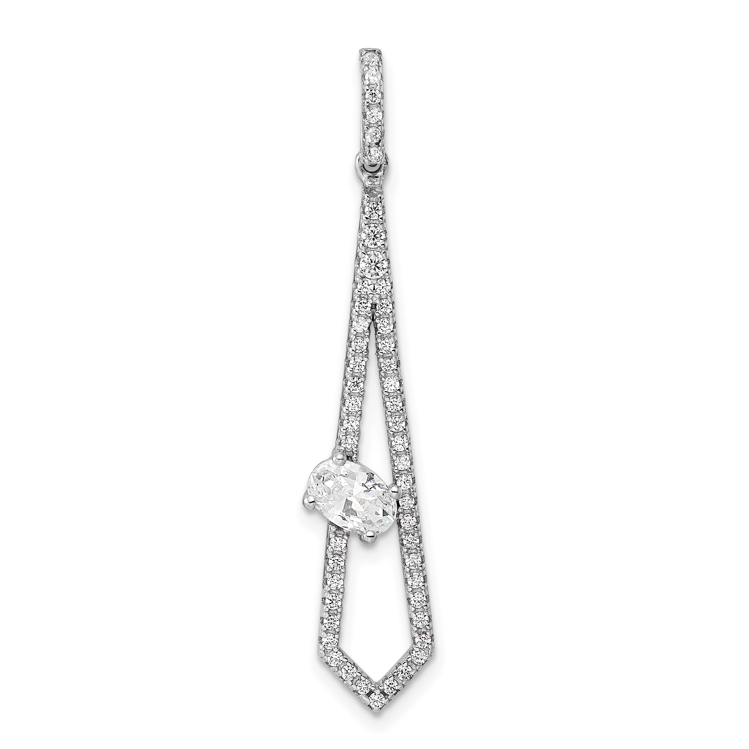 Sterling Silver Rhodium-plated Polished Fancy CZ Pendant (QP5458)