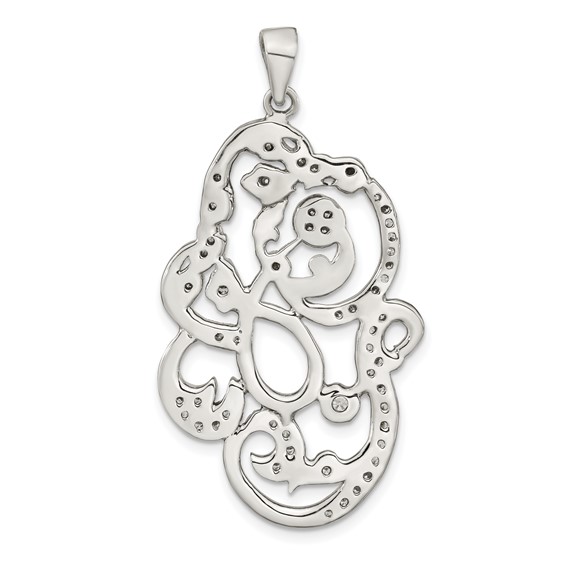 Sterling Silver Polished CZ Floral Pendant
