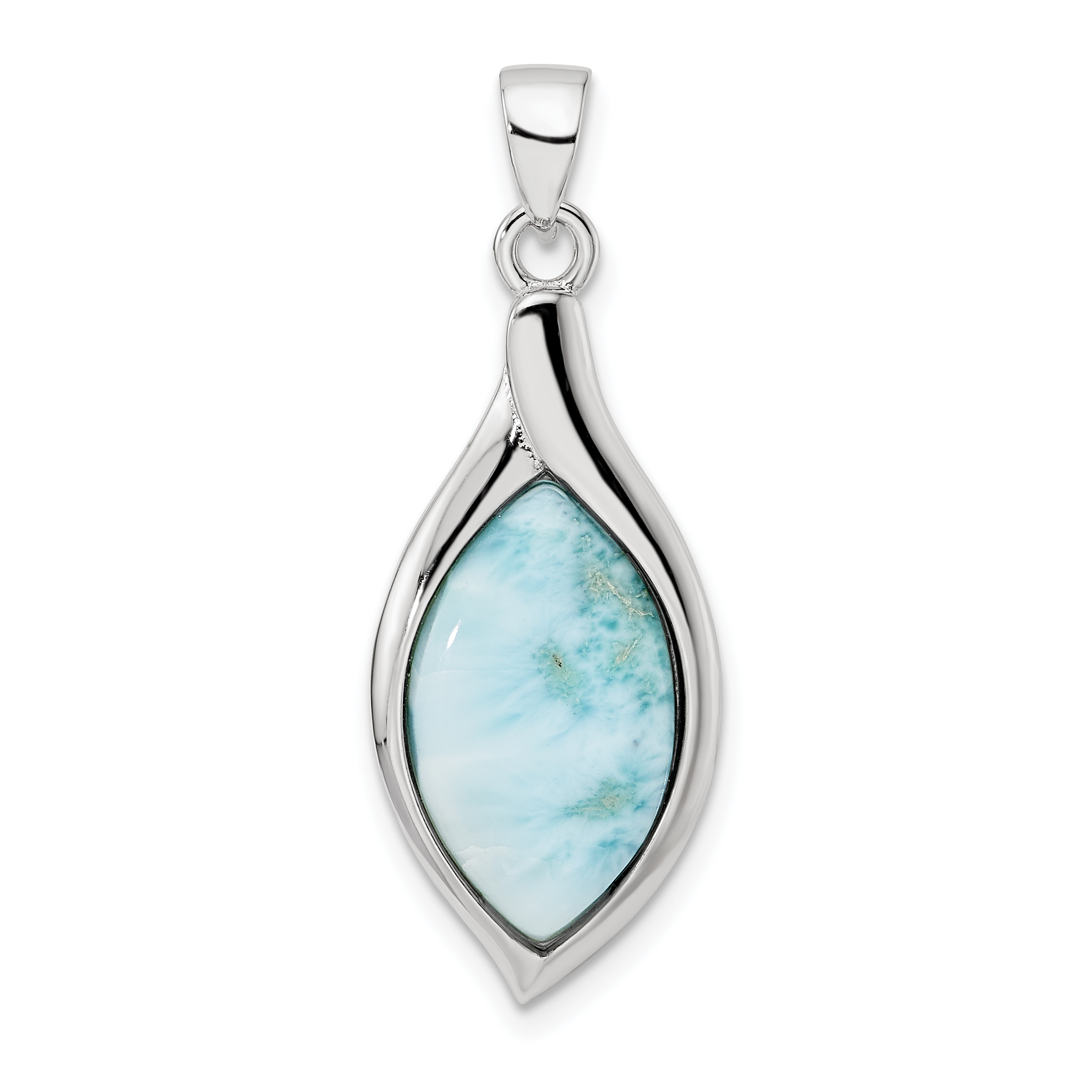 Sterling Silver Rhodium-plated Polished Larimar Pendant (QP5476)