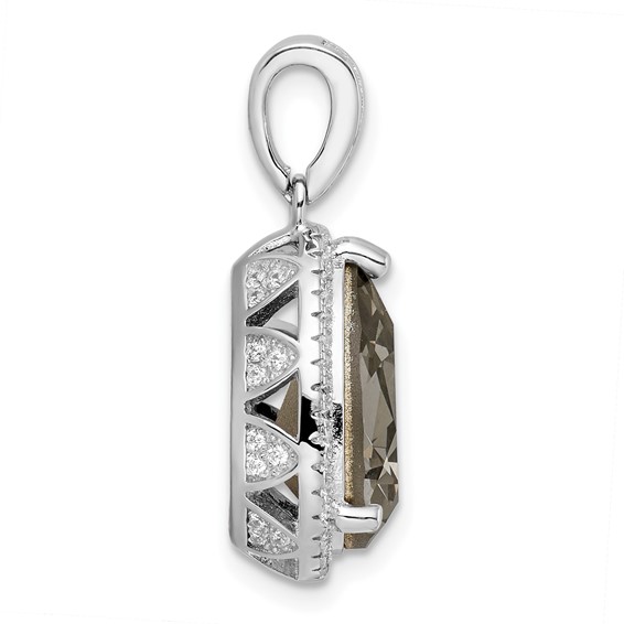 Sterling Silver Rhodium-plated CZ & Black Crystal Pendant