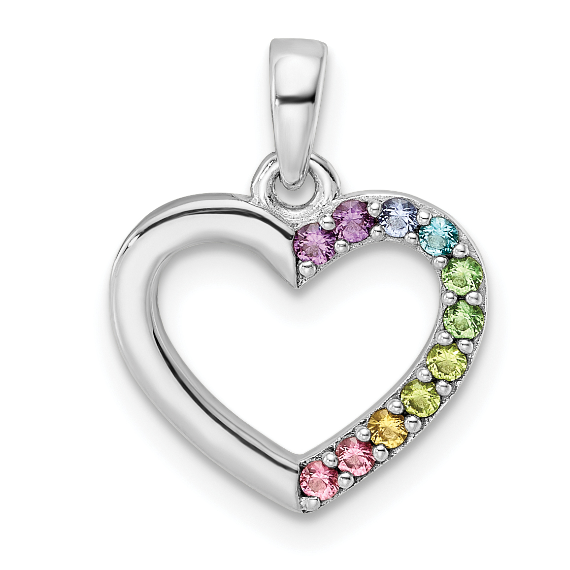 Sterling Silver Rhodium-plated Nano Crystal Heart Pendant (QP5495)