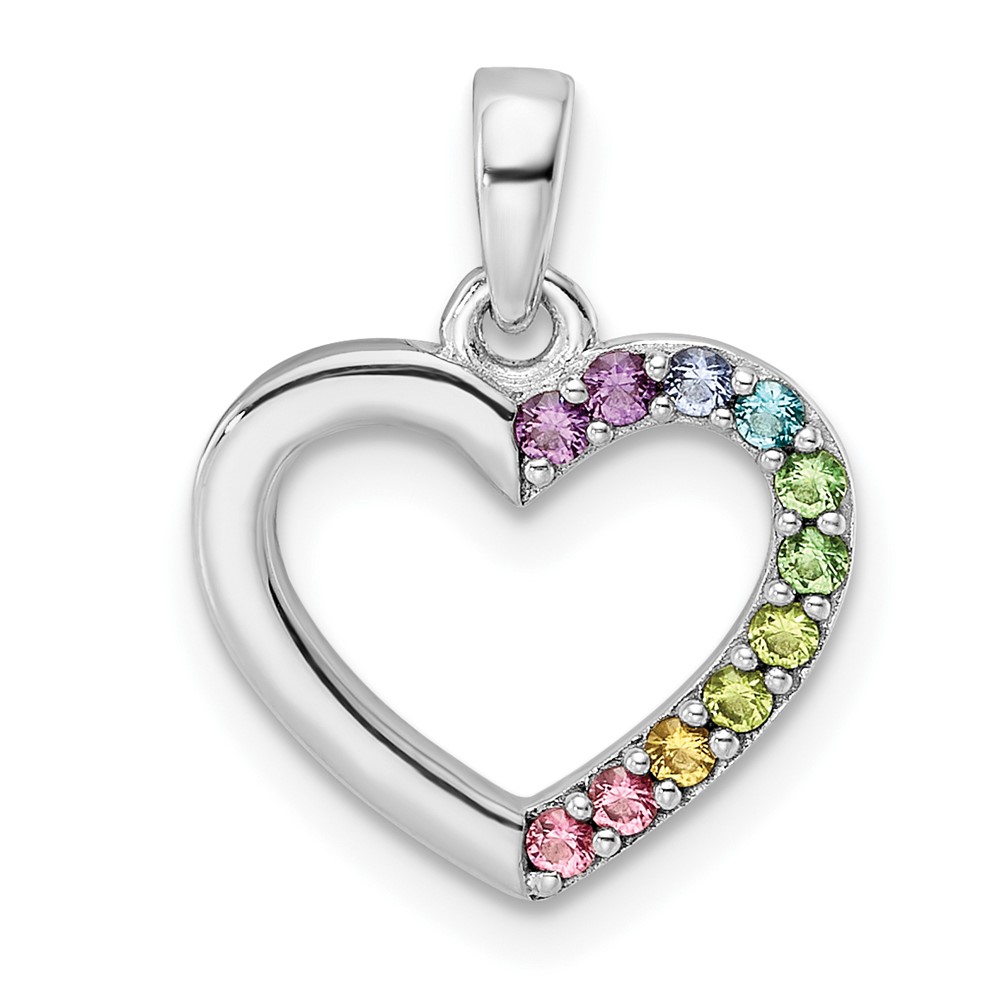 Sterling Silver Rhodium-plated Nano Crystal Heart Pendant (QP5495)