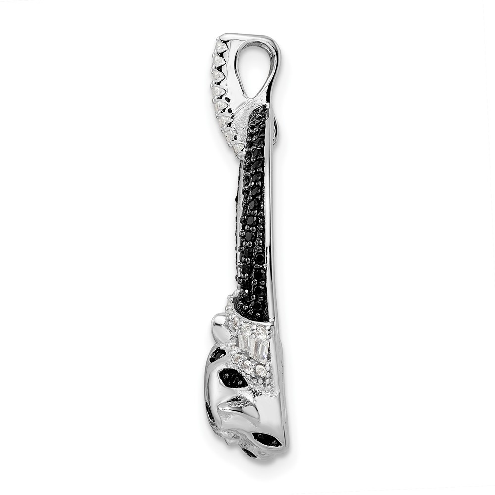 Sterling Silver Rhodium-plated Polished CZ Double Cheetah Head Pendant (QP5504)