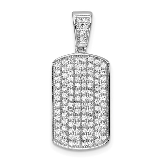 Sterling Silver Rhodium-plated Polished CZ Pendant