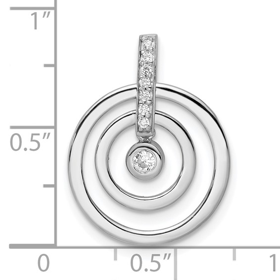 Sterling Silver RH Polished CZ Circle Pendant
