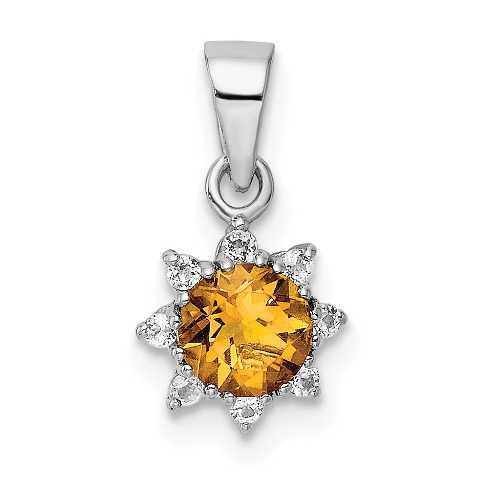 Sterling Silver RH Polished Citrine and Topaz Pendant (QP5524)
