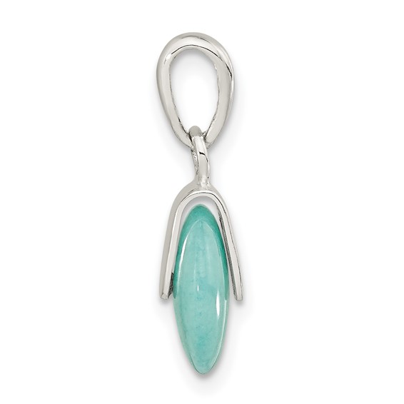 Sterling Silver Polished Circle Imitation Turquoise Pendant