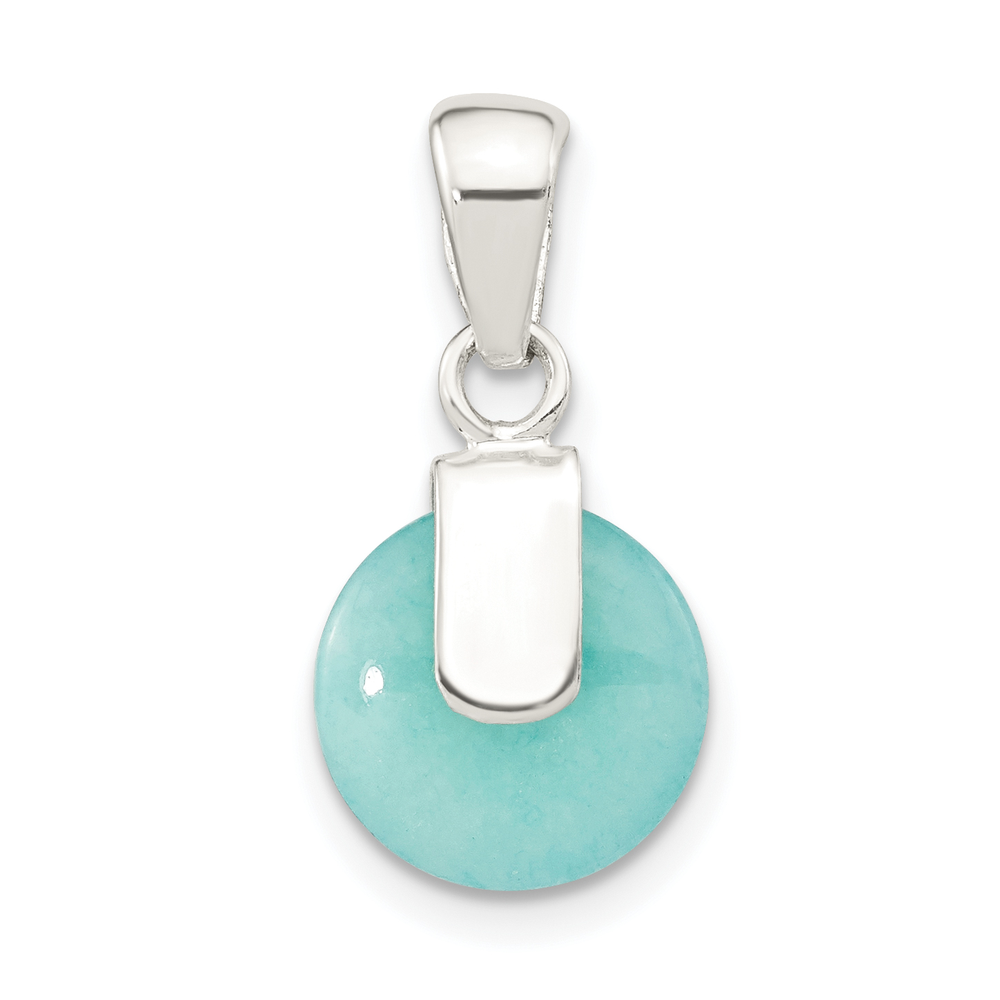 Sterling Silver Polished Circle Imitation Turquoise Pendant (QP5532)