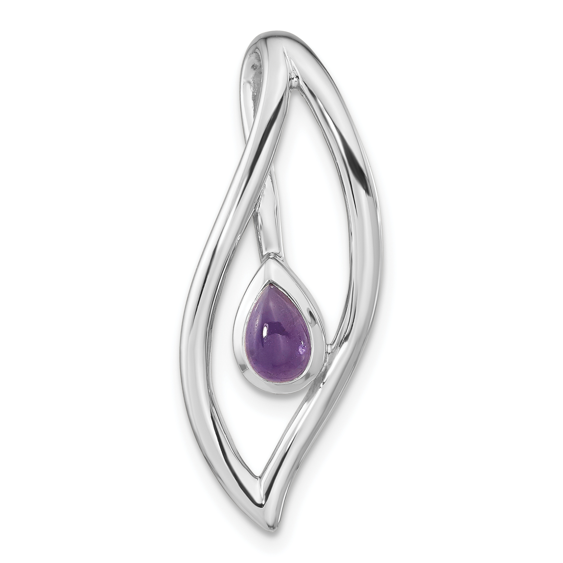 Sterling Silver Rh-plated Pear Amethyst Fancy Pendant (QP5536)