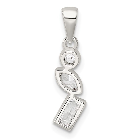 Sterling Silver Polished Geometric Shapes CZ Pendant
