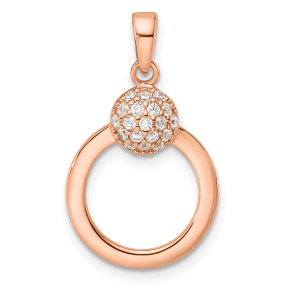 Sterling Silver & Rose Gold-plated CZ Circle Pendant