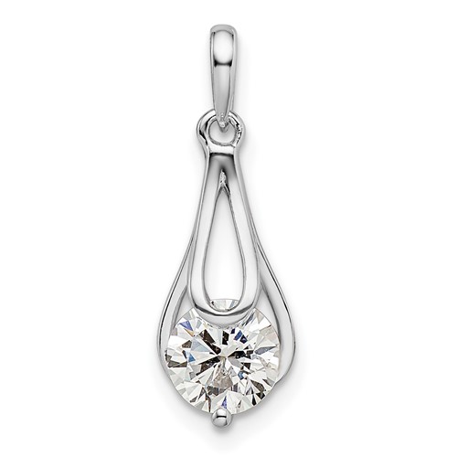 Sterling Silver Rhodium-plated CZ Pendant