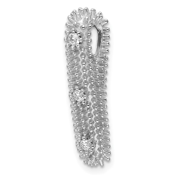 Sterling Silver Rhodium-plated CZ Fancy Slide