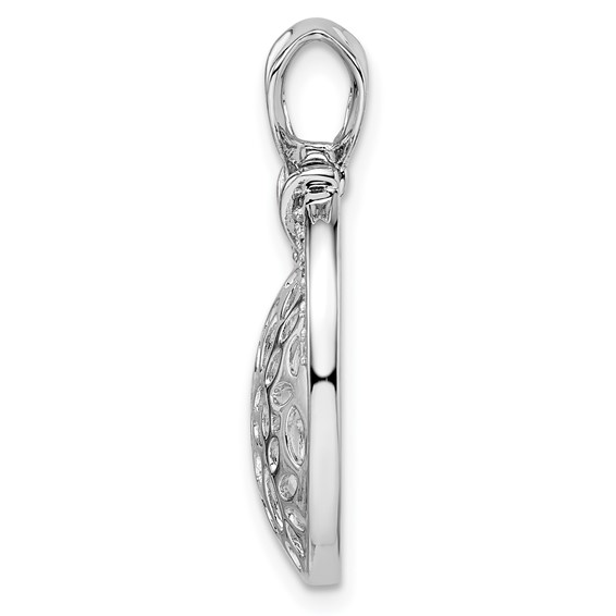 Sterling Silver Rhodium-plated Cut Out CZ Circle Pendant