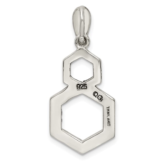 Sterling Silver Antiqued Marcasite Hexagon Pendant