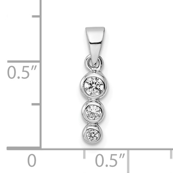 Sterling Silver RH Polished CZ  Pendant