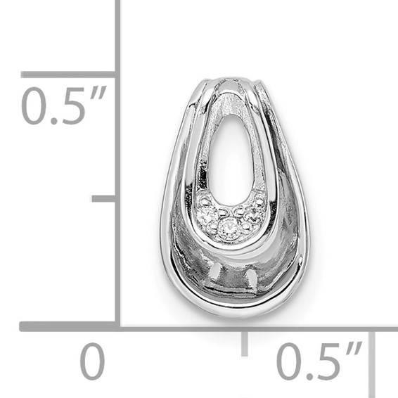 Sterling Silver RH Polished CZ Chain Slide