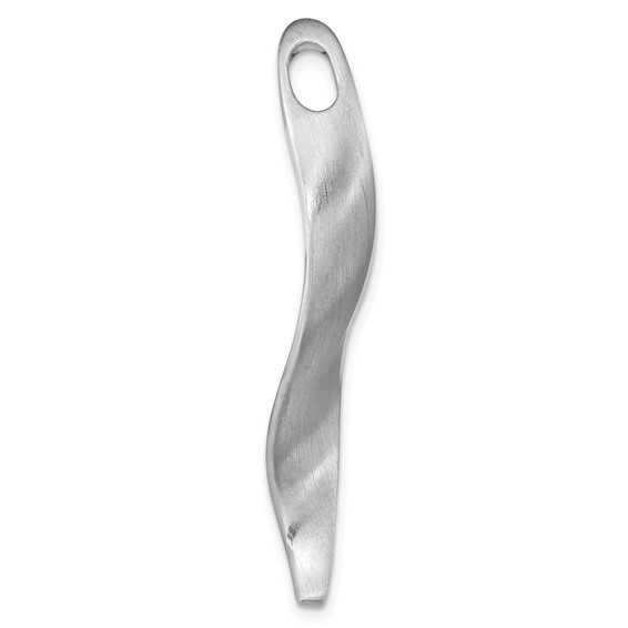 Sterling Silver RH-plated Brushed & Polished Curved Chain Slide