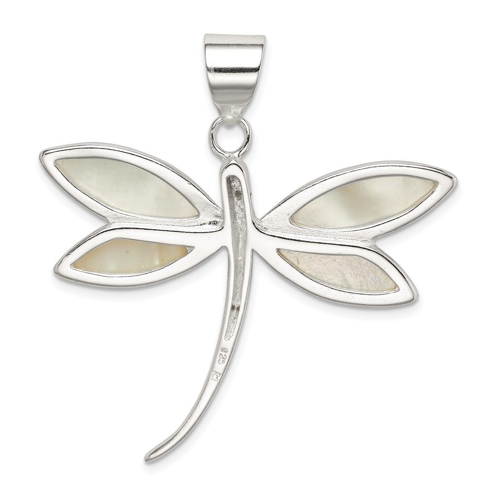 Sterling Silver White Shell Dragonfly Pendant (QP560)