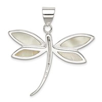Sterling Silver White Shell Dragonfly Pendant view 4