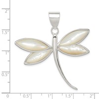 Sterling Silver White Shell Dragonfly Pendant view 3